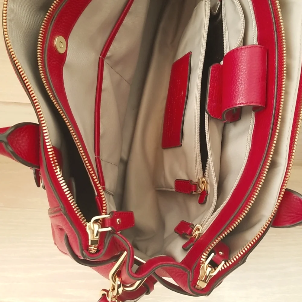 Tumi Stanton Kiran Leather Tote in Raspberry Red - Picture 14 of 15